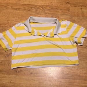yellow button shirt crop top great condition